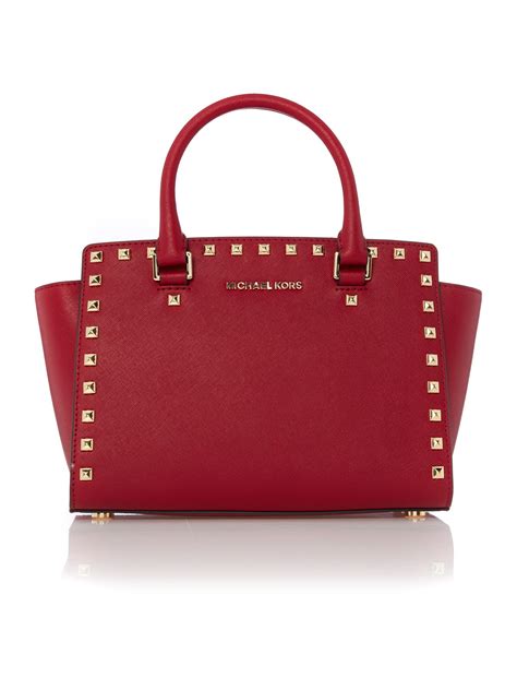 red michael kors purse shiny glitter|Michael Kors large red handbags.